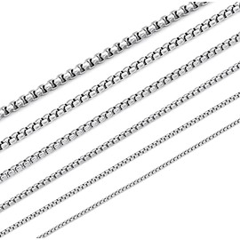 Giftall Stainless Steel Chain Necklace for Men 6MM Square Rolo Chains Round Box Chain Necklace for Women 32 Inches