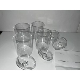 Aozita 4 PACK Qtip Holder Dispenser for Cotton Ball, Cotton Swab, Cotton Round Pads