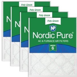 Nordic Pure 14x30x1 (13 15/16 x 29 15/16 x 3/4) Poly Green MERV 6 AC Furnace Air Filters – Reduces Dust, Pollen, Pet Dander & Allergens – 4-Pack