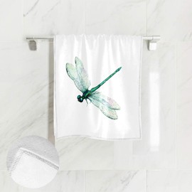 OTVEE - Hermosas toallas de mano de poliéster con libélula verde volador, 76 x 38 cm, para decoración del baño del hogar, hotel