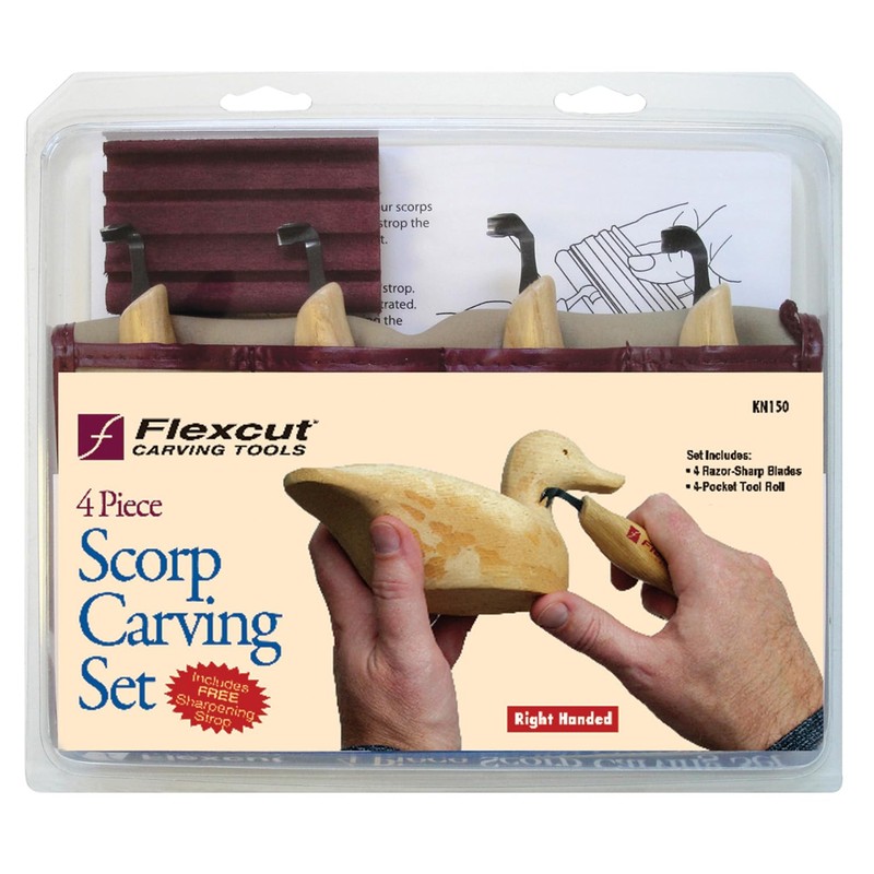 Flexcut Wood Carving Tools | Right-Handed Scorp Set of 4
