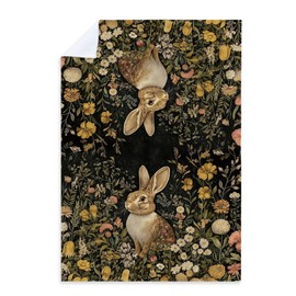 Cabana Bro Bunny Kitchen Towels, Bunny Gifts for Women Dish Tea Towels for Kitchen Decor, William Morris Floral Rabbit Decorative Hand Towel for Bathroom, 16x24 Inch