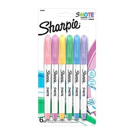 Sharpie S-Note Creative Colouring Marker Pens | Highlight, Write, Draw & More | Assorted Pastel Colours | Chisel Tip | 6 Count