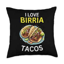 Birria Tacos Gift for Foodies I Love Birria Tacos Trucker Throw Pillow, 18x18, Multicolor