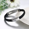 JewelryWe Unisex Braided Leather & Stainless Steel ID Bracelet with