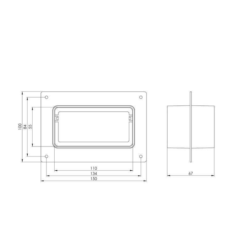 110 x 55 mm Duct Connector, Connector for Flat Duct