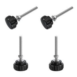 QUARKZMAN 4 Sets Knurled Buttons Thumb Screws with Nuts Washers Metric M5 x 50mm Thread 25mm Plastic Head 304 Stainless Steel Stud Hand Buttons Clamp Thumb Screws Handles