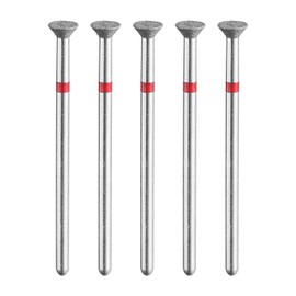 sourcing map 5pcs 200-230 Grits Diamond Grinding Bit 5mm Inverted Cone Head 2.35mm Shank 3mm Length Stone Sanding Drill Bits Rotary Tool for Ceramic Glass Nails Grinding Polishing