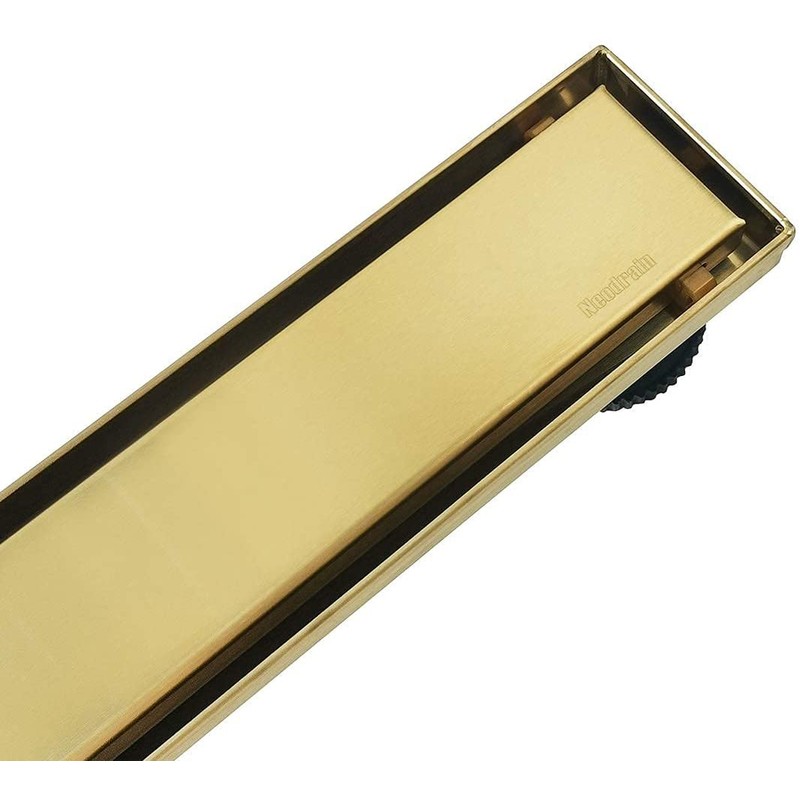 Neodrain 30-Inch Gold Linear Shower Drain, 2-in-1 Flat & Tile