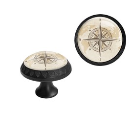 Elohiym 6 Pack Black Drawer Pulls Knobs, Vintage Nautical Compass Cabinet Knobs Crystal Glass Dresser Knobs for Kitchen Bathroom Hardware