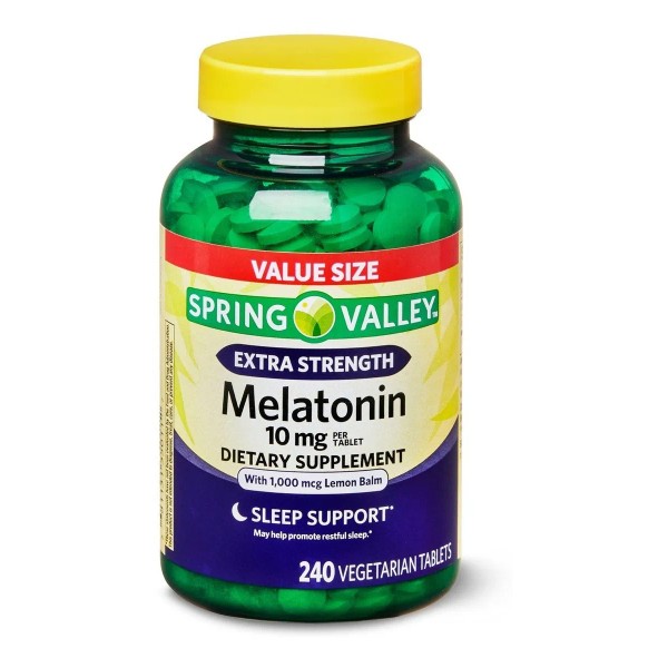 Melatonina 10mg Spring Valley con Balsamo Limon Extra Fuerza 240