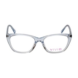 Vivid Designer Reading Eye Glasses 886 in Shiny Light Blue/Crystal Clear 53 mm