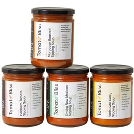 Tomato Bliss - Variety Pack Heirloom Tomato Soup, All Natural, Non-GMO, Vegan, Dairy-Free, No Added Sugar, Healthy Tomato Soups, High in Vitamin C and antioxidants (16 oz, 4-pack)