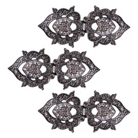 WANDIC Cloak Clasp Fasteners, 3 Pcs 6.4CM Cap Clip with Rhinestone Vintage Sweater Buttons Jewelry Clips for Clothing Sweater Shawl