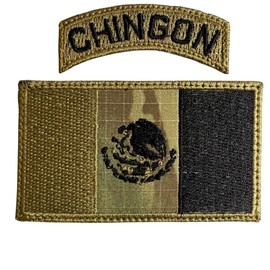 Mexico Flag Patch and Chingon Tap Patch Multicam OCP - Funny Tactical Military Morale Embroidered Patch Hook Fastener Backing