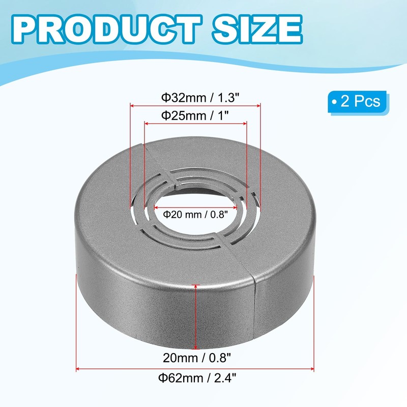 PATIKIL Wall Split Flange 0.8/1/1.3 Inch, 2Pcs 0.8" Thicken Cuttable