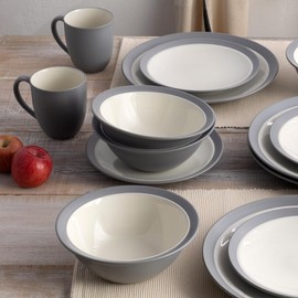 Noritake Colorwave Slate 16-Piece Curve Set, Service for 4 in Grey/Slate