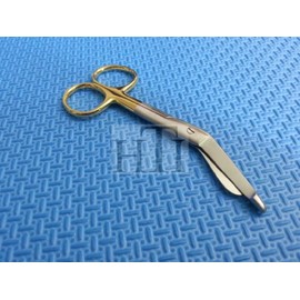 PREMIUM O.R GRADE GOLD HANDLE SUPERCUT LISTER BANDAGE SCISSORS 4.5" WITH ONE SERRATED BLADE (HTI BRAND)