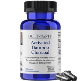 Dr. Tennant's Activated Bamboo Charcoal | Coconut-Free Detox Supplement | Supports GI Tract Cleansing & Digestive Health | Cleaner Alternative to Standard Charcoals | 90 Capsules