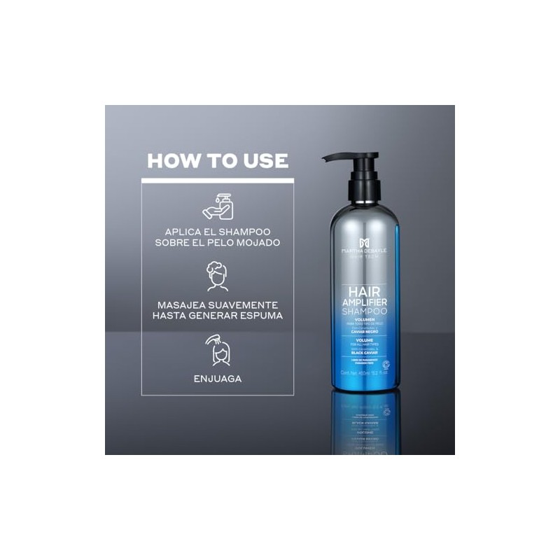 MARTHA DEBAYLE Shampoo HAIR AMPLIFIER para todo tipo de cabello.