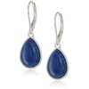 Nine West Silvertone and Denim Tear Drop Earrings, Resin