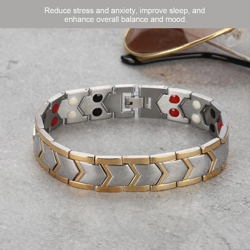 4 In 1 Men Titanium Steel Germanium Magnetic Bracelet Adjustable