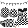 Uikeleexm Race Car Party Supplies Set, 170 Pieces, Checkered Flag