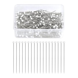500 Pcs Glass Ball Head Pins Decorative Straight Pins Thick Fabric Sewing Pins Jewelry Making Pins Long Dressmaker Pins Metal Quilting Pins with Storage Case for Decoration White