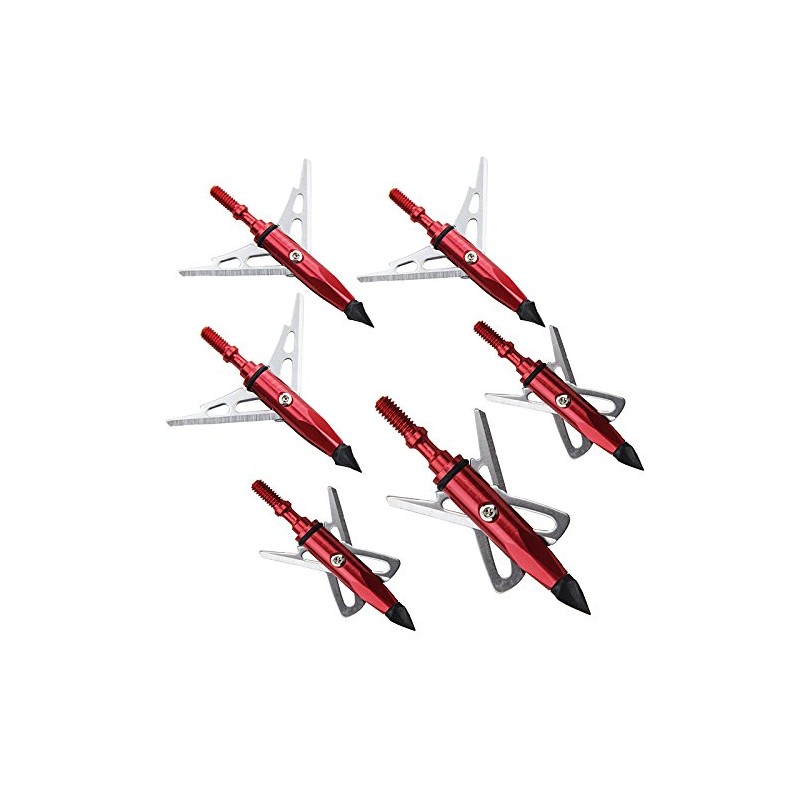 UP100 UP100 Red 6pcs Broadheads 100 Grain Hunting Arrow Heads