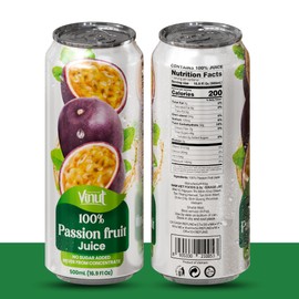 VINUT 100% Passion Fruit Juice, No Added Sugar, Not From Concentrate, 16.9 fl oz (500 mL) Can, Pack of 12