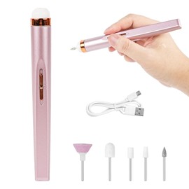Electric Nail Files, ProChosen Portable 5 in 1 Nail Drill Polishing Machine Set with Light, Mini Electric Nail Drill Adjustable Speed File Giftsfor Nails for Beginner Girl Women (Rose Gold)