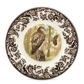 Spode Woodland Salad Plate, Red-tailed Hawk, 8” | Made in England | Ideal Hunting Cabin Décor | Microwave and Dishwasher Safe