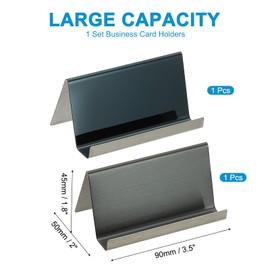 PATIKIL Business Card Holder for Desk, 2Pcs Business Card Holders Stainless Steel Card Stand Organizer Cards Display for Office Exhibition, Black
