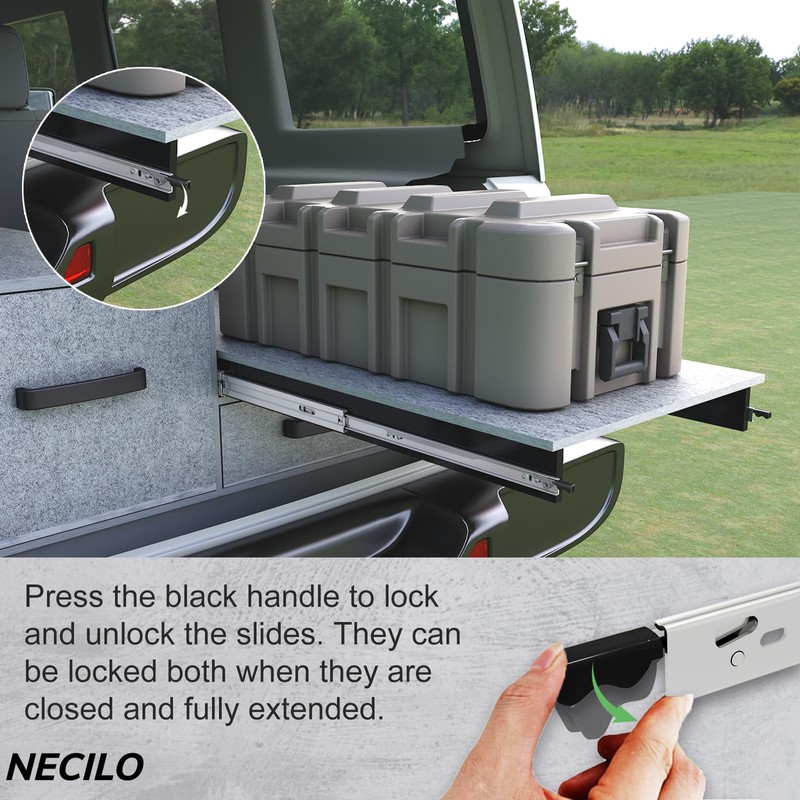 NECILO Heavy Duty Locking Drawer Slides with Lock, 150lb Capacity