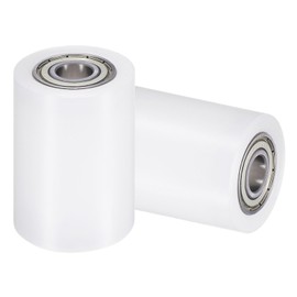 sourcing map 2Pcs Nylon Roller Wheel with Bearings, 5/8" Bore x 2" Width x 2-3/4" Length, CNC Guiding Wheel Flat Belt Idler, Nylon Pulley (White)