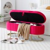 PBOGHLRD Velvet Storage Bench, Oval Upholstered End of Bed Bench