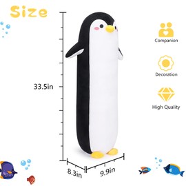 Penguin Plush Pillow Long Plush Penguin Penguin Plush Toys Stuffed Animal Cute Plush Animal Toy Hugging Pillow Chubby Penguin Cushion Pillow Toys for Boys Girls Soft Present Decoration