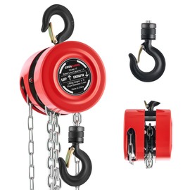 CREWORKS Hand Chain Hoist, 1 Ton 2200 lb Capacity 8 ft Manual Chain Hoist with G80 Load Chain & Galvanized Hand Chain, Heavy Duty Manual Lever Hoist for Construction Warehouse Automotive Factory