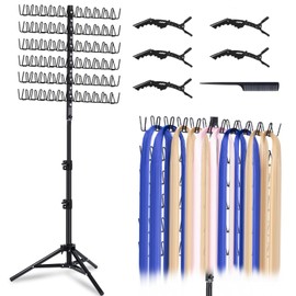 Braiding Hair Rack Standing with 120 Pegs, Height Adjustable 2-Side Hair Divider for Braiding Hair Separator Stand Metal (Black)
