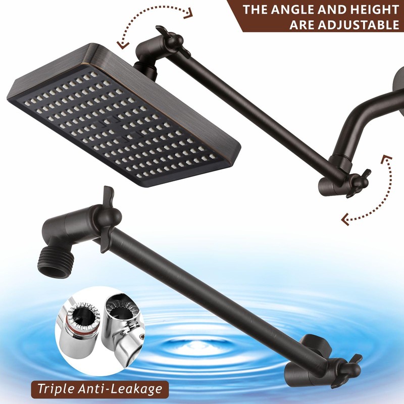 Nuodan High Pressure Rain Shower Head with 11'' Extension Arm