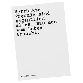 Mr. & Mrs. Panda Postcard "Verrückte Freunde sind eigentlich..." - Gift, Best Friend, Postcards, Invitation Birthday, Saying, Quotes,