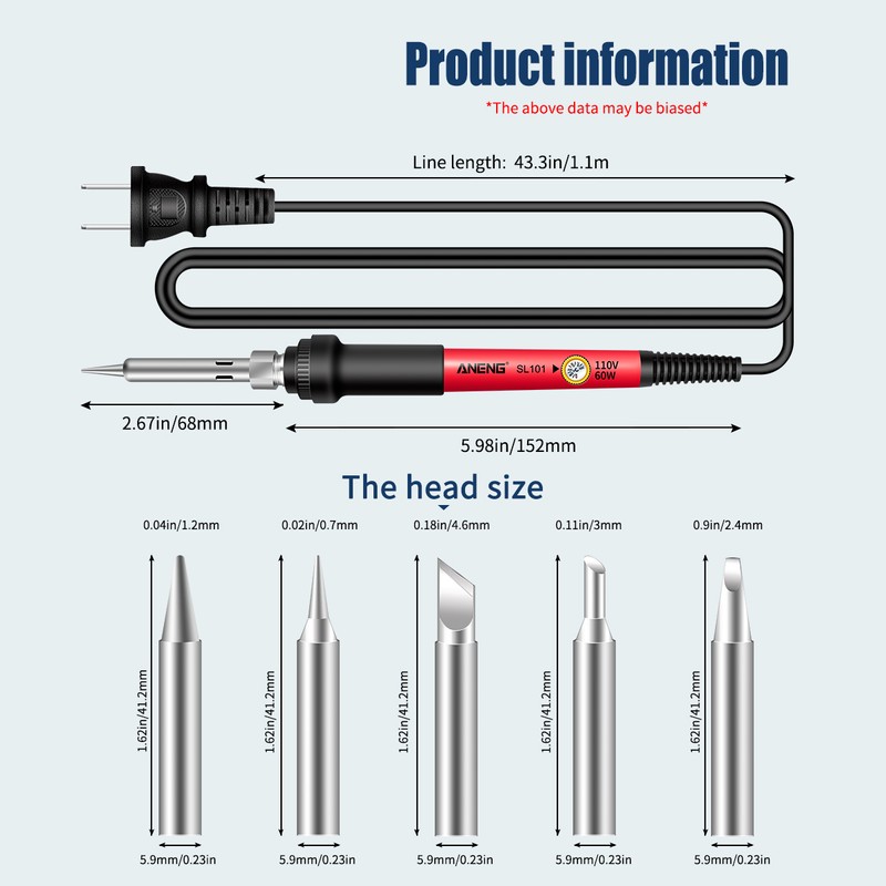 ANENG SL101 60W Electric Soldering Iron Kit 6-Level Adjustable Temperature