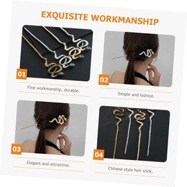 Ipetboom Sets Chinese Hair Chopsticks Snake Gemstone Alloy Hairpin Traditional Style Women's Hair Accessories for Long Pcs