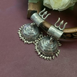 Efulgenz Boho Vintage Antique Ethnic Gypsy Tribal Indian Oxidized Silver Tassel Jhumka Dangle Drop Earrings Jewelry, Copper, not known