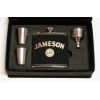 JDS Jameson black leather flask gift set w 2 shot