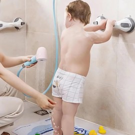 2 Pack Grab Bars for Shower and Bathtub - Heavy Duty Suction Shower Grab Bar for Seniors & Elderly - 12 Inch Suction Cup Safety Handle Removable Bath Handrails (No Drill Bathroom Safety Bars), Grey