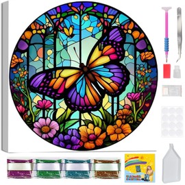 Butterfly Flower Diamond Painting Kits for Adults with Framed - with Beautiful Gift Box Diamond Art Kits for Adults DIY 5D Round Full Drill Gem Art and Crafts,for Send Gift and Home Decor 9.8x9.8in