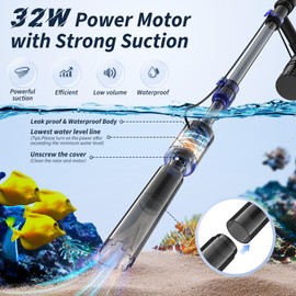 Fish Tank Cleaner - Aquarium Gravel Cleaner, 530GPH/32W Electric Fish Tank Cleaning Tools, Adjustable Water Flow Aquarium Cleaner Kit, Fish Tank Gravel Cleaner Vacuum for Wash Sand, Water Shower