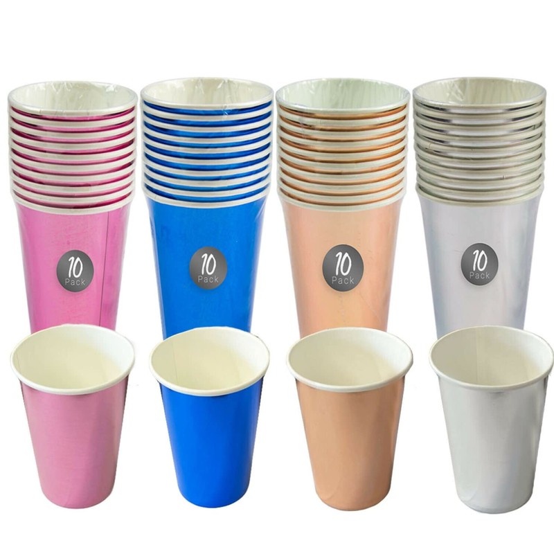 Lizzy Metallic Paper Cups | 10pk Disposable Drinking Tableware Cups