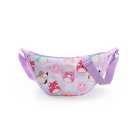 Squishmallows Purple Light Bag for Girls | Carry Bag with Adjustable Shoulder Strap and Zip | Various Squishmallow Characters in All-Over Print | Personal Storage